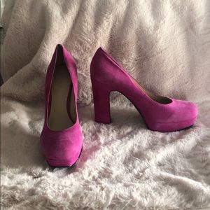 Hot Pink Suede Platform Shoes 7.5 Medium.